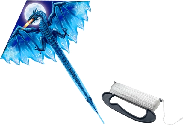 Großer blauer Drache mit langem Schwanz 170 cm x 130 cm