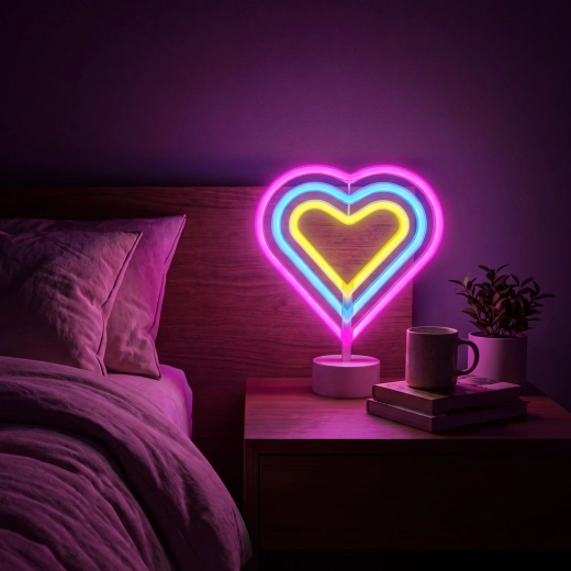 Neon-LED-Lampe buntes Herz