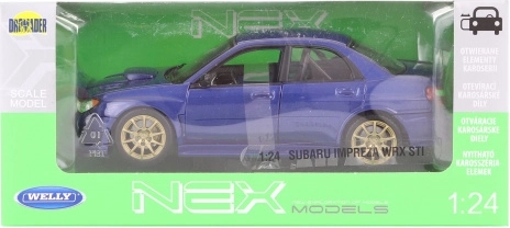 Metallmodell Subaru Impreza WRX STI 1:24 mit öffnenden Karosserieteilen