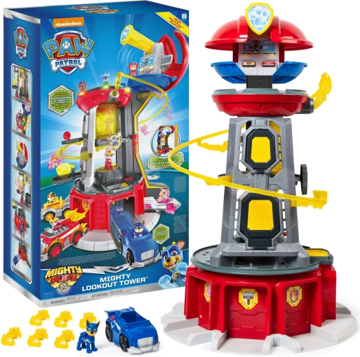 Paw Patrol Mighty Pups großer Aussichtsturm mit Fahrzeug und Chase-Figur