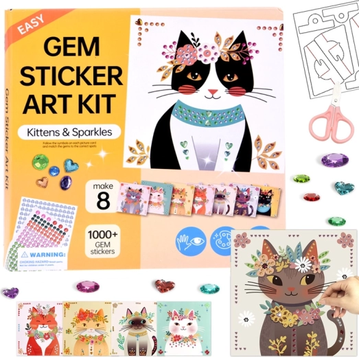 Diamant-Sticker-Kunst: Kätzchen & Glitzer – Kreativset mit 8 Bildern