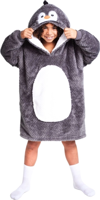 Wärmende TV-Hoodie-Decke mit Kapuze für Kinder 7–12 Jahre, Pinguin COZY NOXXIEZ