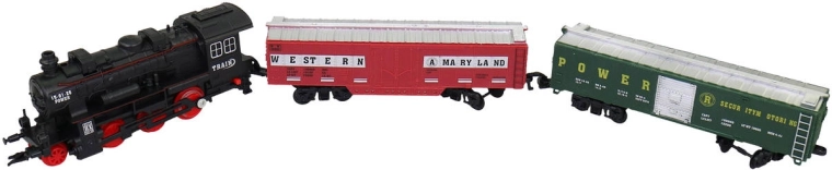 Lokomotive und zwei Waggons im Set
