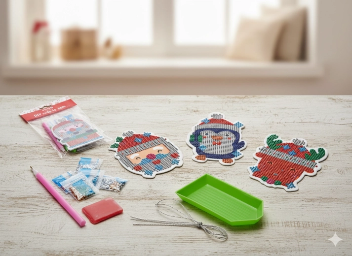 Weihnachtliches DIY-Diamantmalerei-Set – Mix aus Anhängern