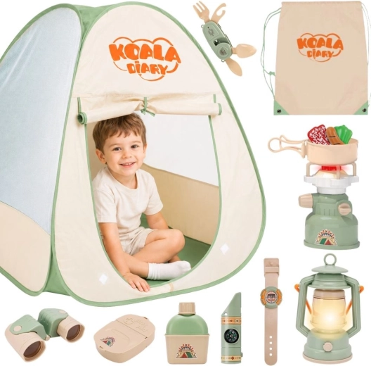 Woopie Discovery Kinder-Camping-Set mit Biwakzelt XXL, 15-teilig