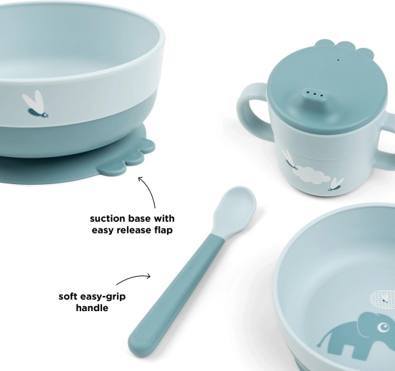 Done by Deer erstes Ess-Set Foodie mit Saugnapf Elphee blau