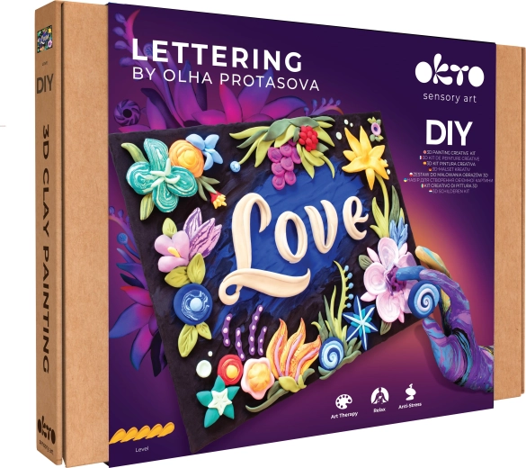 Okto Lettering Kreativset – Malen mit Modelliermasse „LOVE“ 30 × 40 cm
