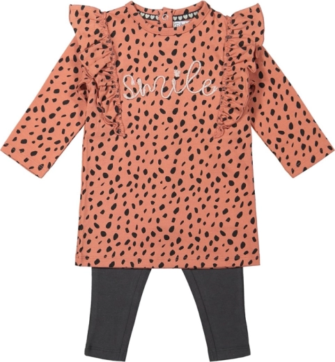Dirkje Mädchen-Set Kleid/Tunika und Leggings – rosa Punkte