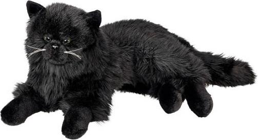 Dekorative Figur einer liegenden Perserkatze, schwarz, 36 cm