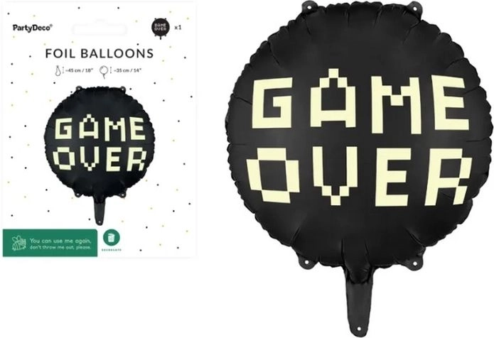 Folienballon Game Over schwarz 45 cm