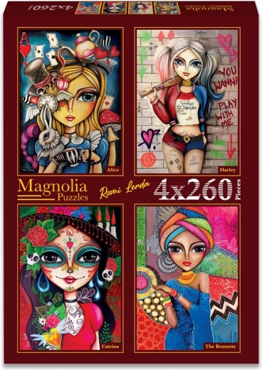 Magnolia Puzzle Alenka, Harley, Catrina und Bruneta 4×260 Teile
