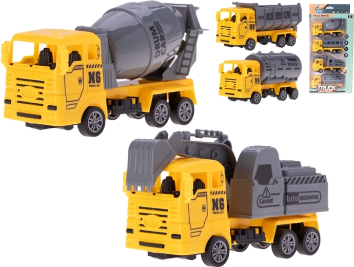 Bausatz von Baufahrzeugen mit Rückziehmotor 13 cm, 4 Stk.