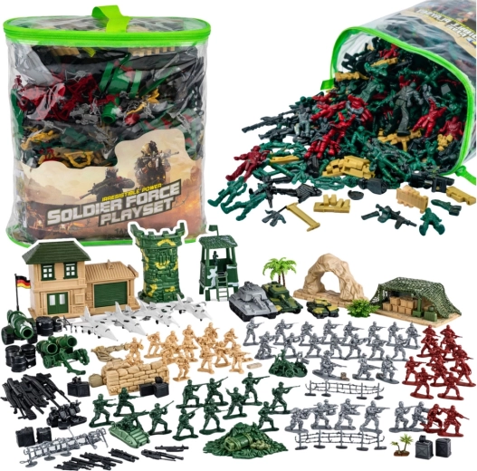 Großes militärisches Spielset mit Soldaten und Fahrzeugen, 300 Teile