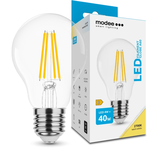 Modee Smart Lighting LED Filament-Glühlampe Globe E27 4 W Warmweiß