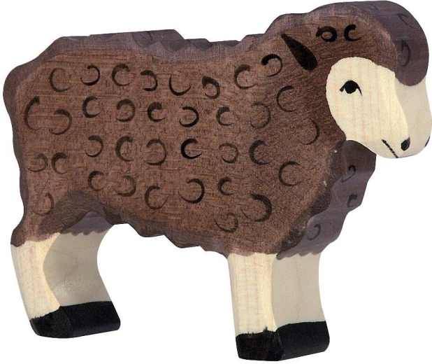 Holztiger stehendes schwarzes Schaf – 1 Stück