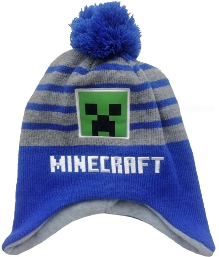Minecraft-Mütze grau-blau