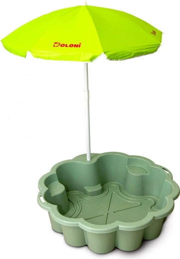 Sandkasten Blume EKO grün mit Sonnenschirm