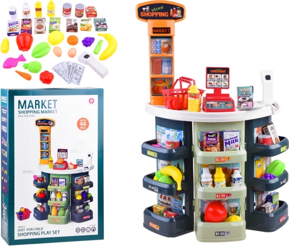Kindersupermarkt mit Kasse und Zubehör, 44 Teile