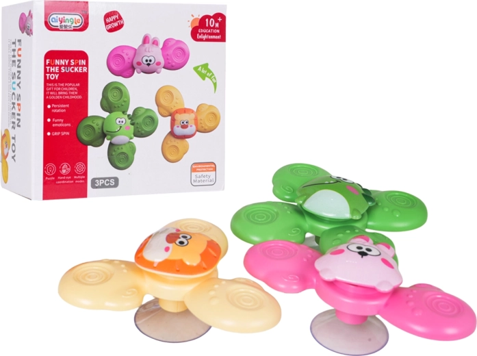Set farbiger Tier-Spinner mit Saugnapf (3 Stk.)