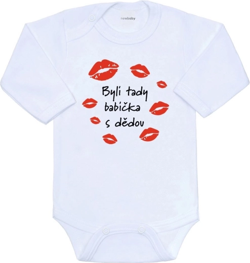 Baby-Body mit Aufdruck New Baby Oma und Opa waren hier, langer Ärmel