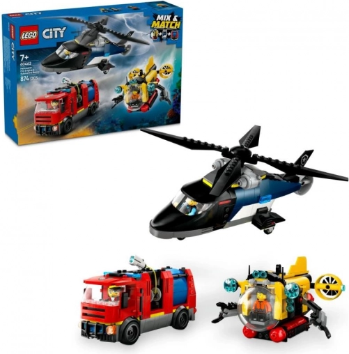 LEGO CITY Hubschrauber, Feuerwehrauto und U-Boot