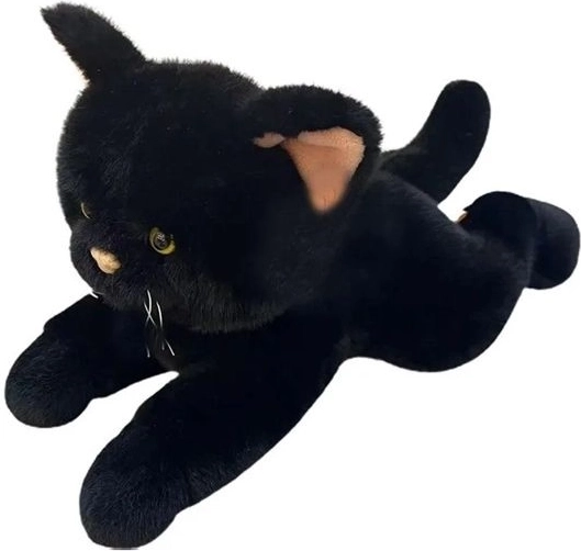 Plüschkatze liegend schwarz 45 cm