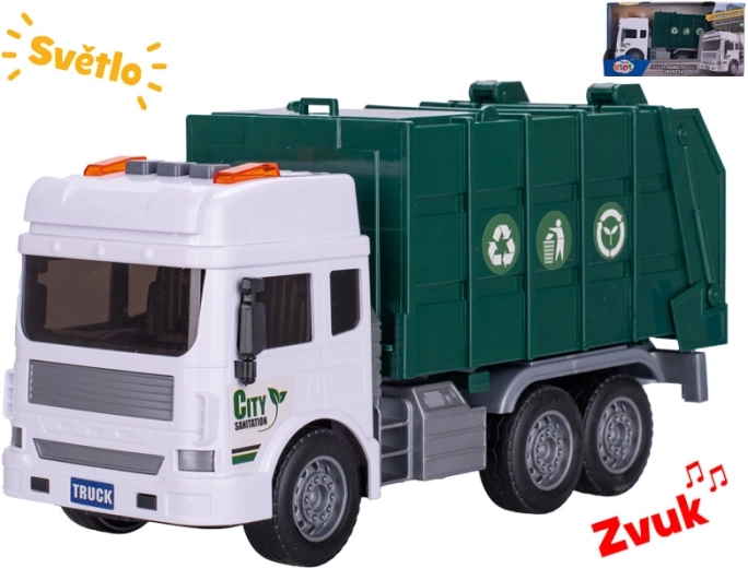 Müllwagen mit Licht und Sound, Schwungradantrieb, 28 cm