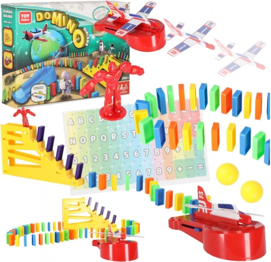 Domino mit Flugzeug-Launcher – pädagogisches STEM-Bauset