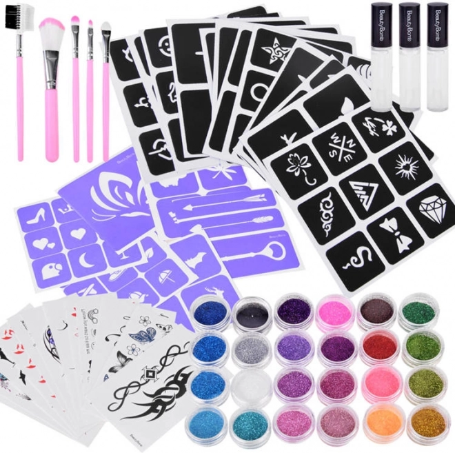 Glitzer-Tattoos für Kinder – großes Set für temporäre Tattoos