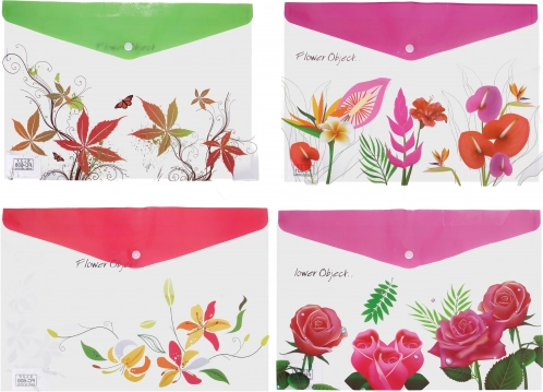 Mappe mit Druckknopf Blume 26x36 cm
