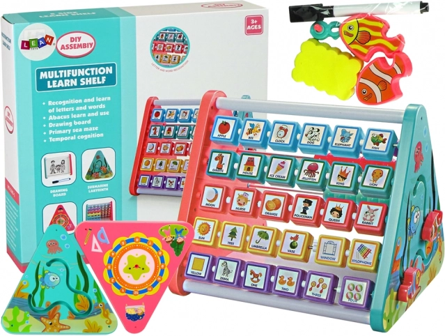 Bildungsregal für Kinder mit Zählrahmen und Formen