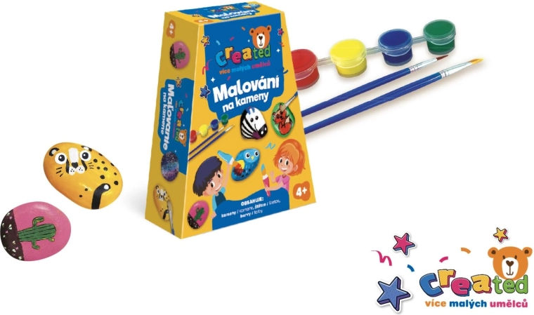 Kreativset zum Bemalen von Steinen mit Farben und Pinseln