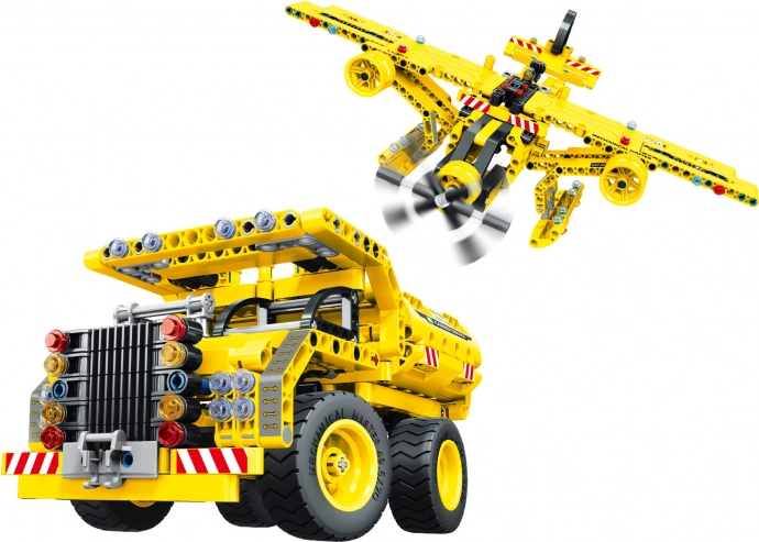 Baukasten Kipplaster und Flugzeug 2-in-1 37 cm