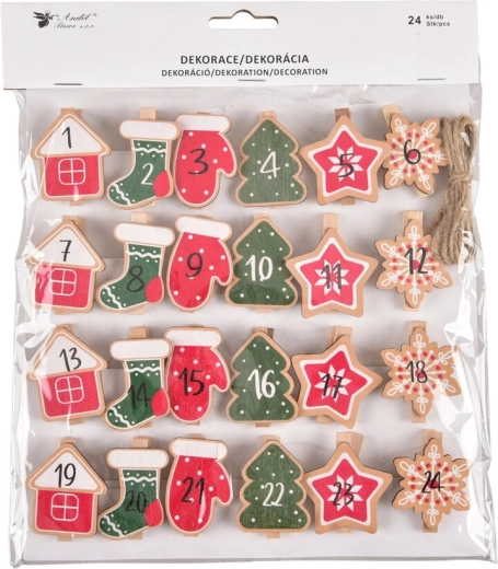 Holzklammern für Adventskalender (24 Stk.)