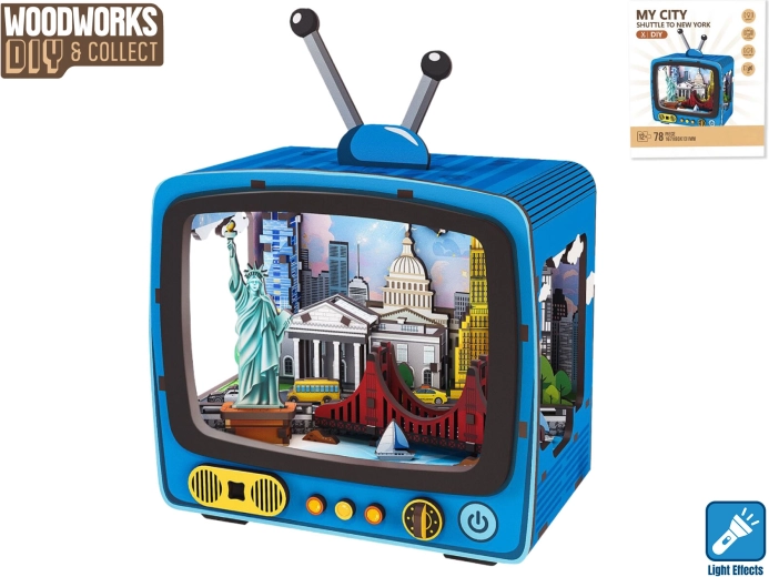 Holzbausatz Woodworks New York mit Beleuchtung