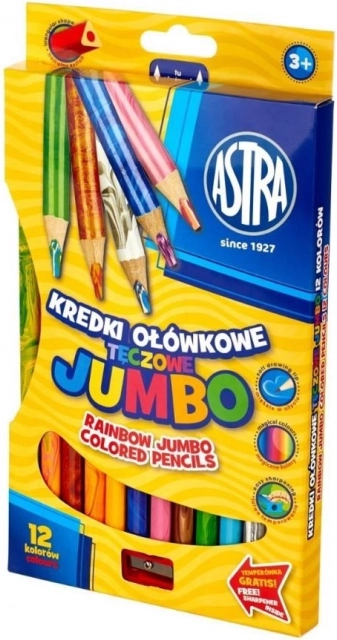 Astra Regenbogen-Jumbo-Buntstifte 12 Stk mit Anspitzer
