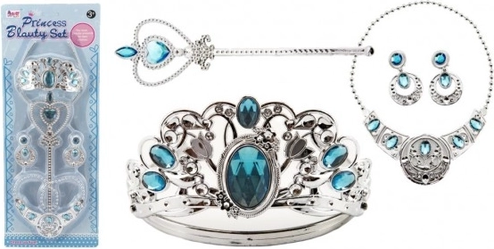 Großes Prinzessinnen-Zubehörset: Krone, Halskette, Ohrringe und Zepter