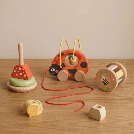 Fädel-Steckspiel mit Schnecke und Pilz