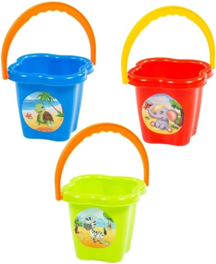Plastikeimer für Kinder in Blumenform mit Tierbild – 1 Stück