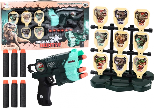 Pistole mit Zielscheibe und Schaumstoffpfeilen – Dinosaurier