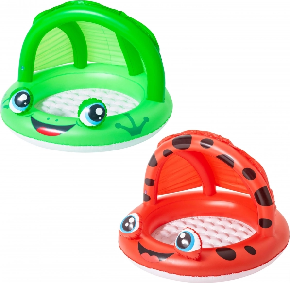 Aufblasbares Kinderplanschbecken mit Sonnendach – Frosch/Marienkäfer, 97 × 66 cm