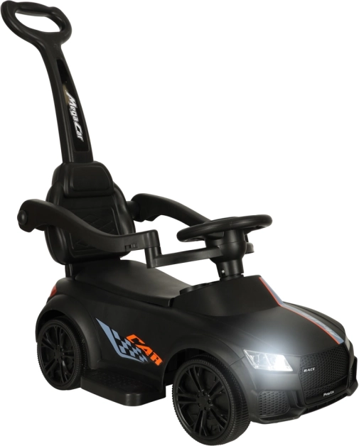 fahrbares 3-in-1-Auto mit Schiebestange, Licht und Sound – schwarz