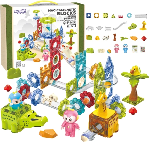 Magnetische Bausteine Regenbogenbahn Kinderparadies 104 Stück