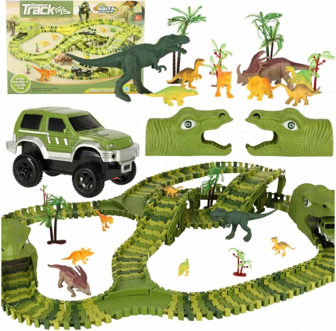 Rennbahn mit Dinosauriern und Autos 240 Teile