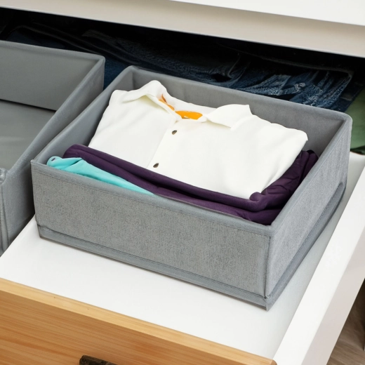 Textil-Aufbewahrungsbox 30 × 26 × 10 cm, grau