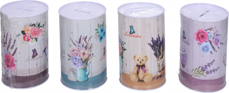 Sparbüchse mit Blumenmotiv 8 × 12,7 cm