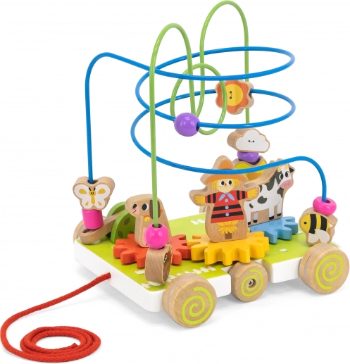 VIGA Holz-Ziehlabyrinth Bauernhof 2-in-1