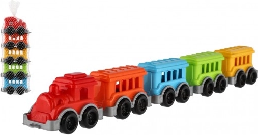 Plastikzug mit 4 Waggons im Netz