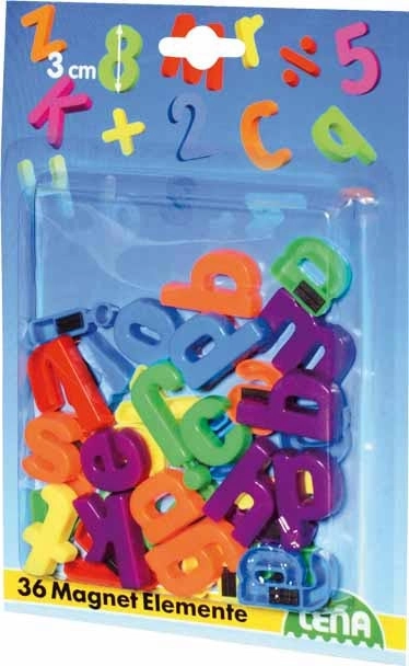 Magnetische bunte Buchstaben LENA – Kleinbuchstaben, 36 Stück
