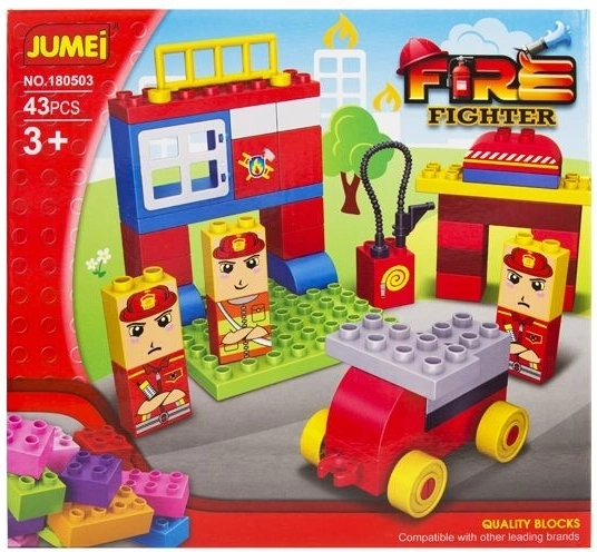 Baukasten Jumei 3+ Feuerwehrstation – 43 Teile, 28 × 26 cm - 1 Stück